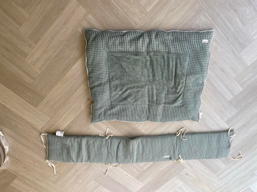 Koeka boxkleed wafel Amsterdam groen/ grijs met boxbumper, Ophalen of Verzenden, Zo goed als nieuw, Overige typen