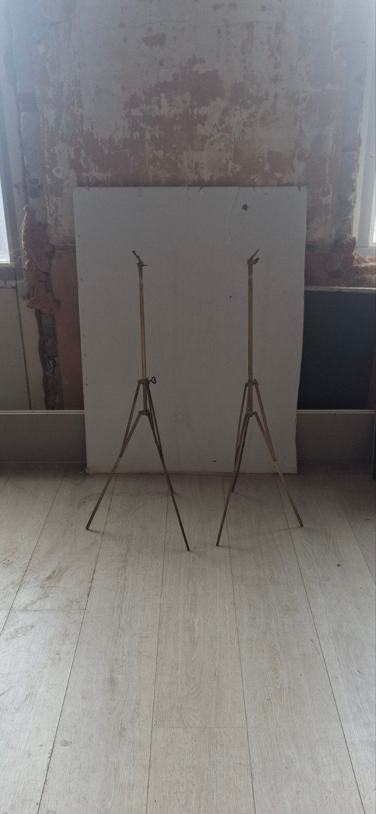 Vintage messing statieven (2 stuks), Ophalen of Verzenden, Gebruikt, Driepoot