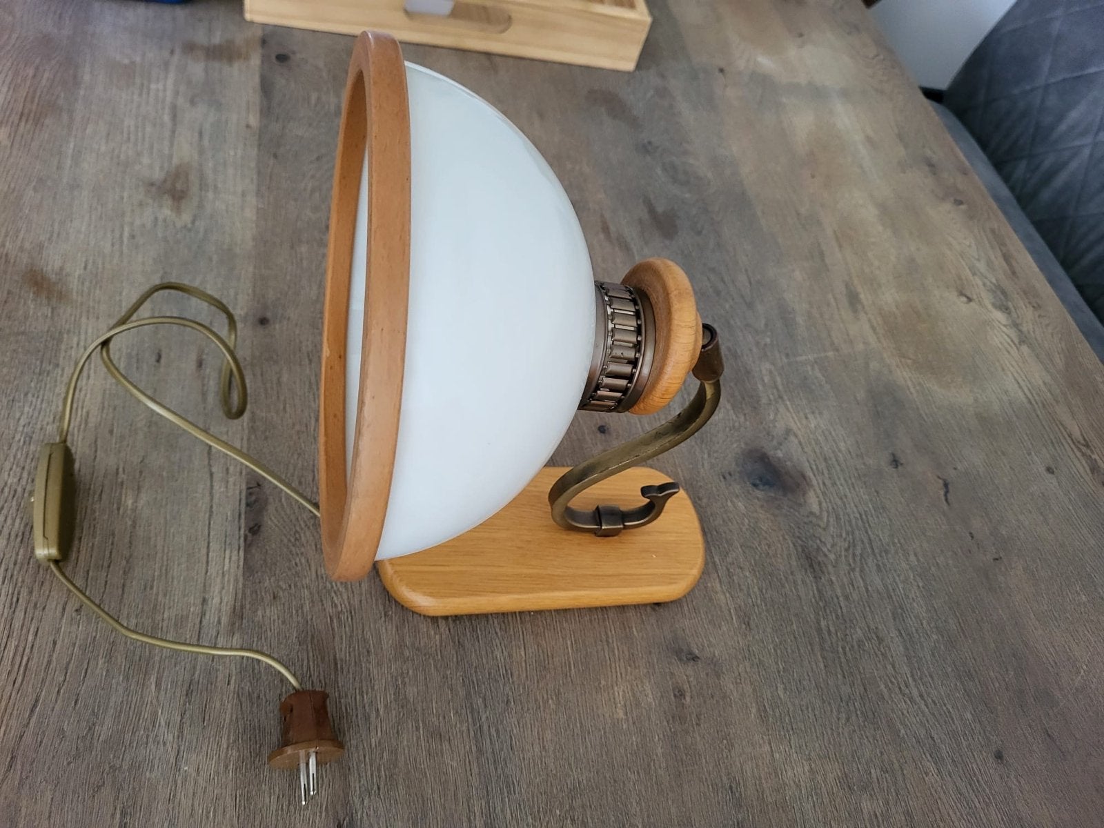 Steinhauer wandlamp vintage met houten accenten jaren 80, Huis en Inrichting, Lampen | Wandlampen, Ophalen, Gebruikt, Bruin, E27 (groot)