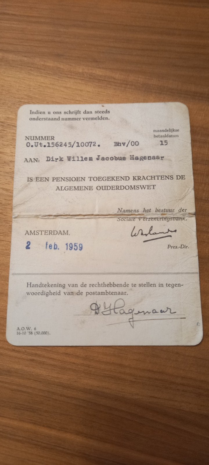Bewijs van Sociale Verzekeringsbank, Algemene Ouderdomswet, Ophalen of Verzenden