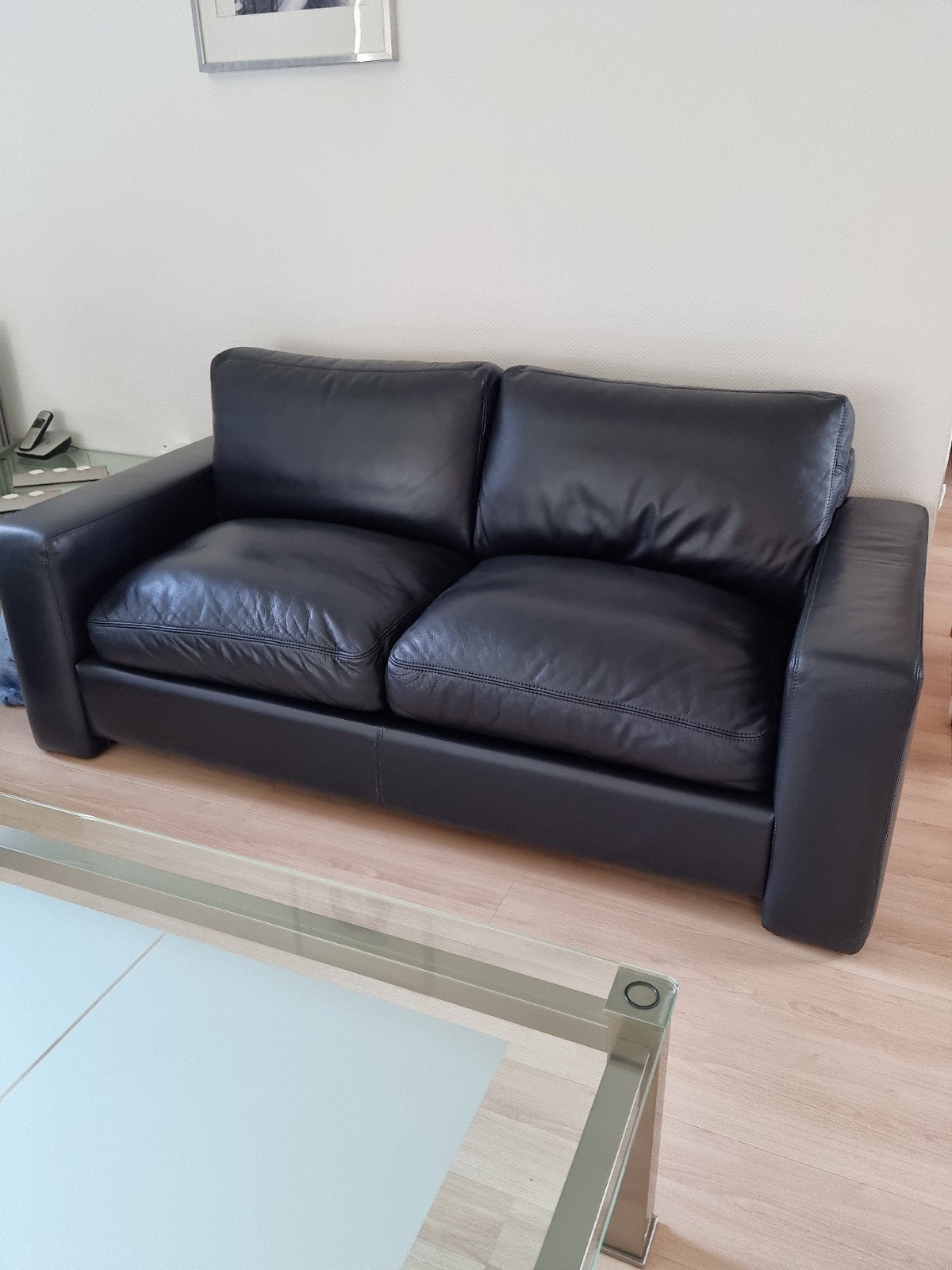 bankstel en stoelen .donkerblauw-zwart, Ophalen, Zo goed als nieuw, 75 tot 100 cm, Overige maten