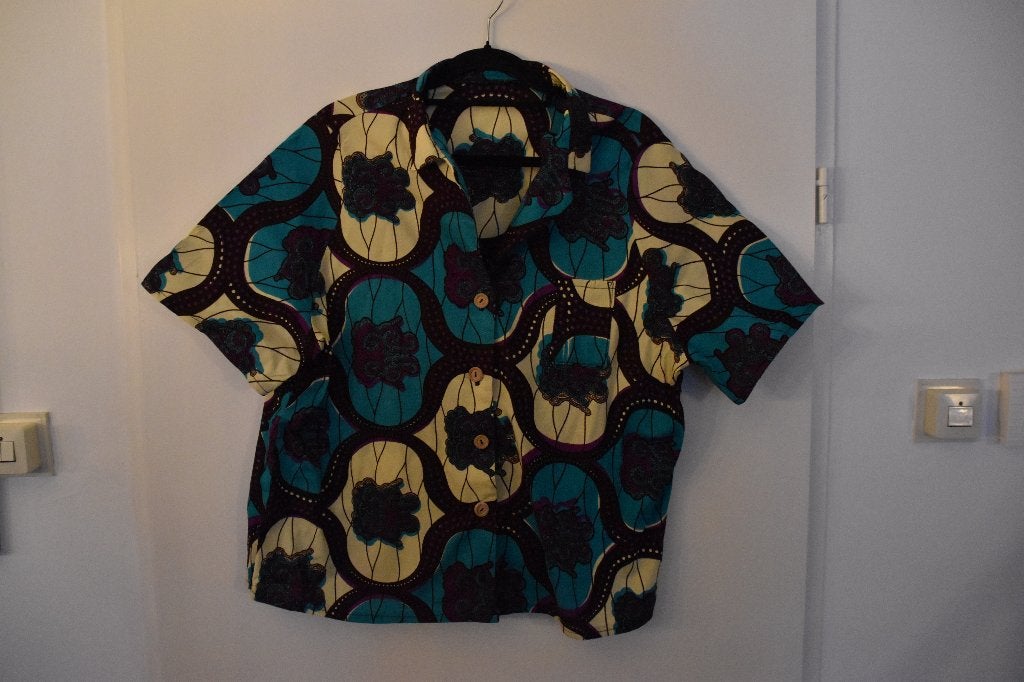 superleuke handgemaakte blouse van afrikaanse stof mt XXL, Overige kleuren, Maat 46/48 (XL) of groter, Nieuw, Ophalen of Verzenden