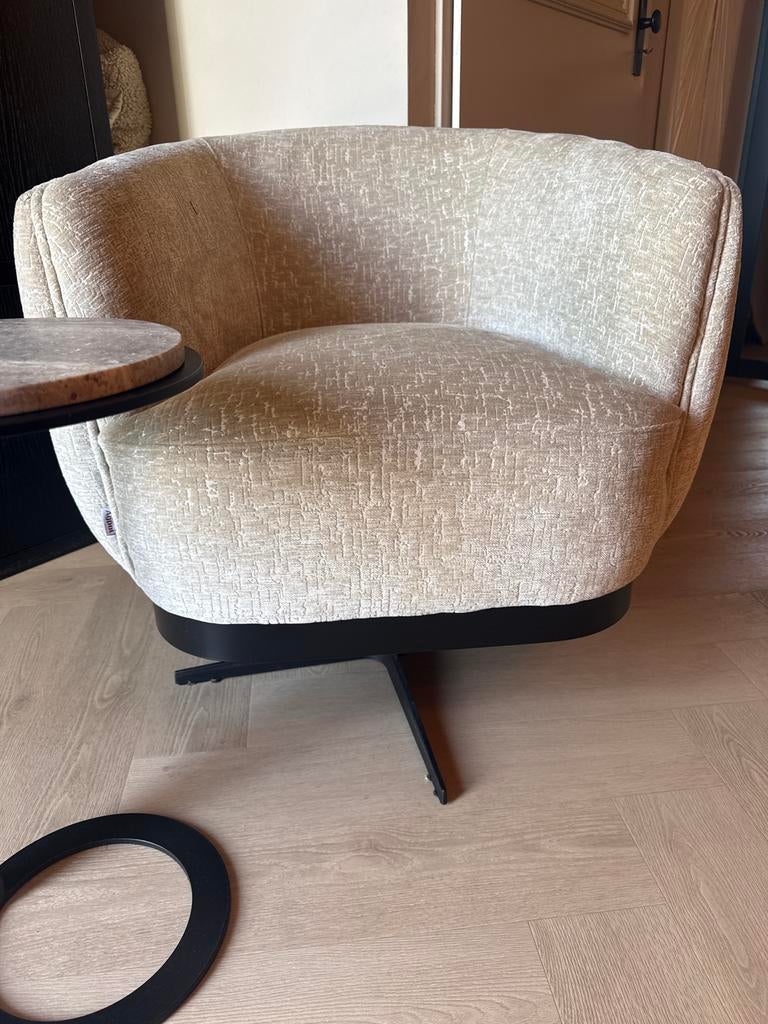 Comfortabele draaibare fauteuil - Beige stof, Huis en Inrichting, Fauteuils, Ophalen of Verzenden, Zo goed als nieuw