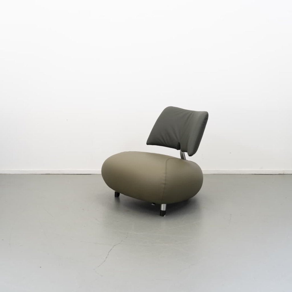 Leolux Pallone Fauteuil Olijfgroen Leer, Leolux, Zo goed als nieuw, Niet ingevuld, Niet ingevuld