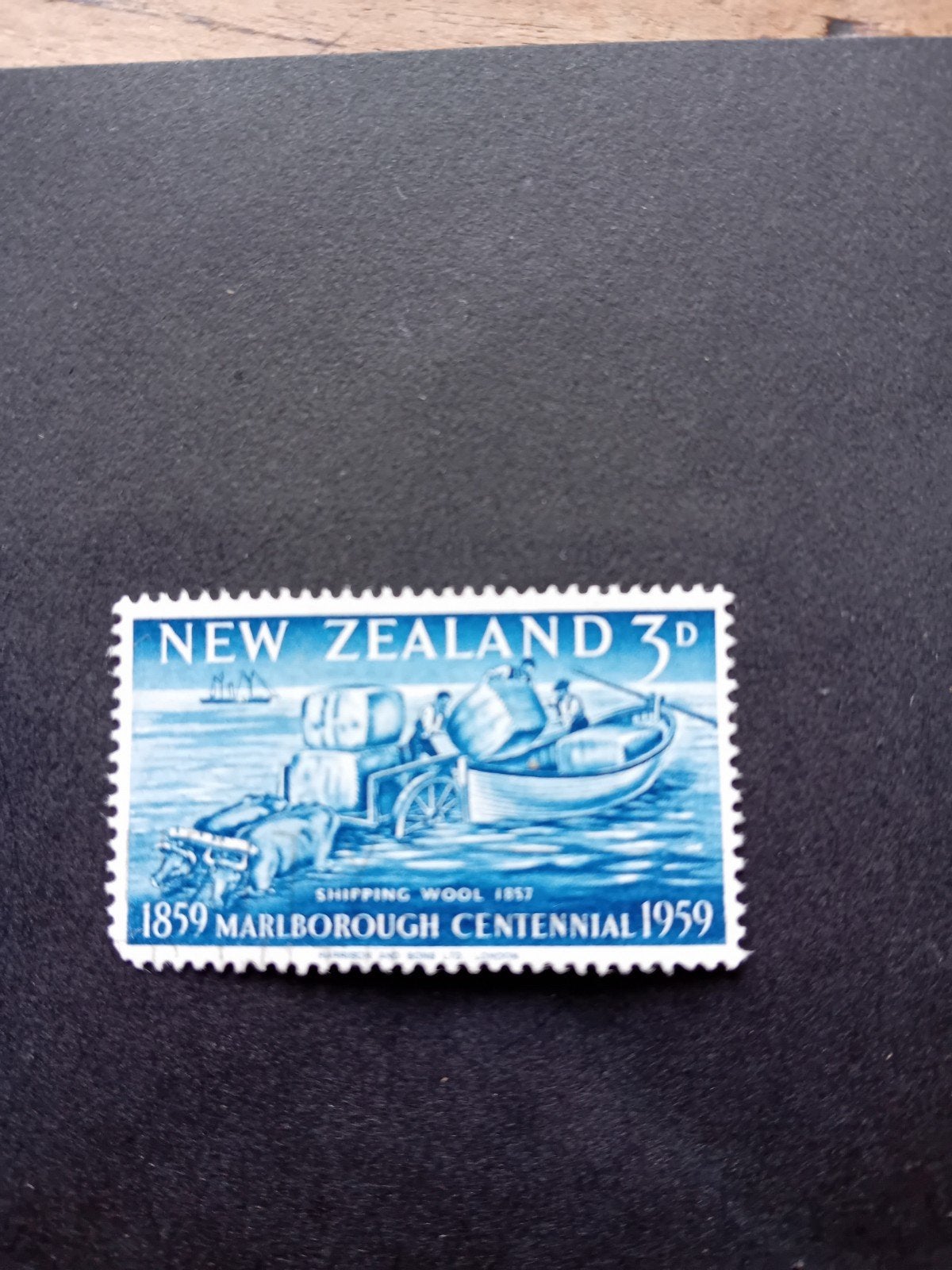 Nieuw-Zeeland 3d 1959 Marlborough Centennial Postzegel, Ophalen of Verzenden