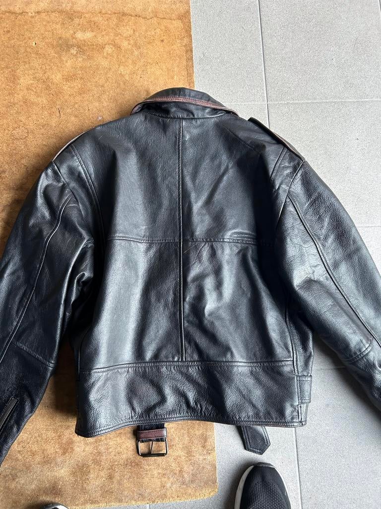 Mooie leren jas unisex, maat 48-50 (L), Ophalen, Gedragen, Maat 48/50 (M), Zwart