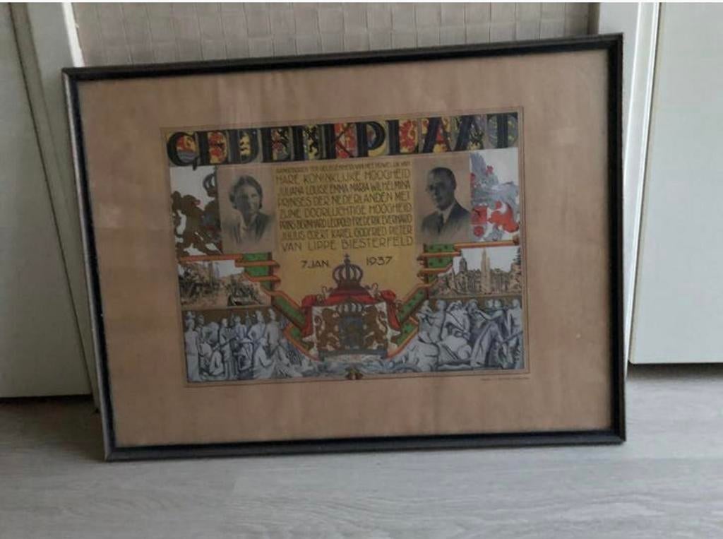 Historische Gedenkplaat Huwelijk Juliana & Bernhard 1937, Ophalen