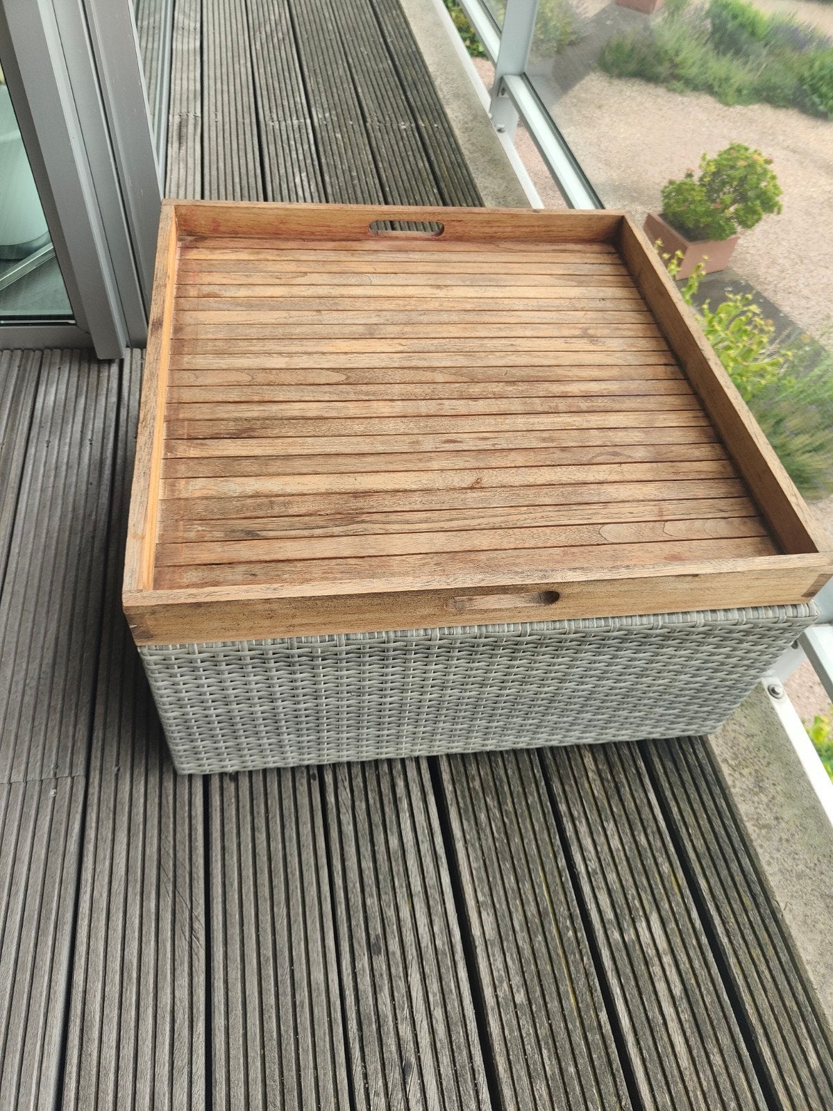 Nieuw teakhouten dienblad 60x60 (eventueel met onderstel), Met handvatten, Vierkant, Nieuw, Ophalen of Verzenden