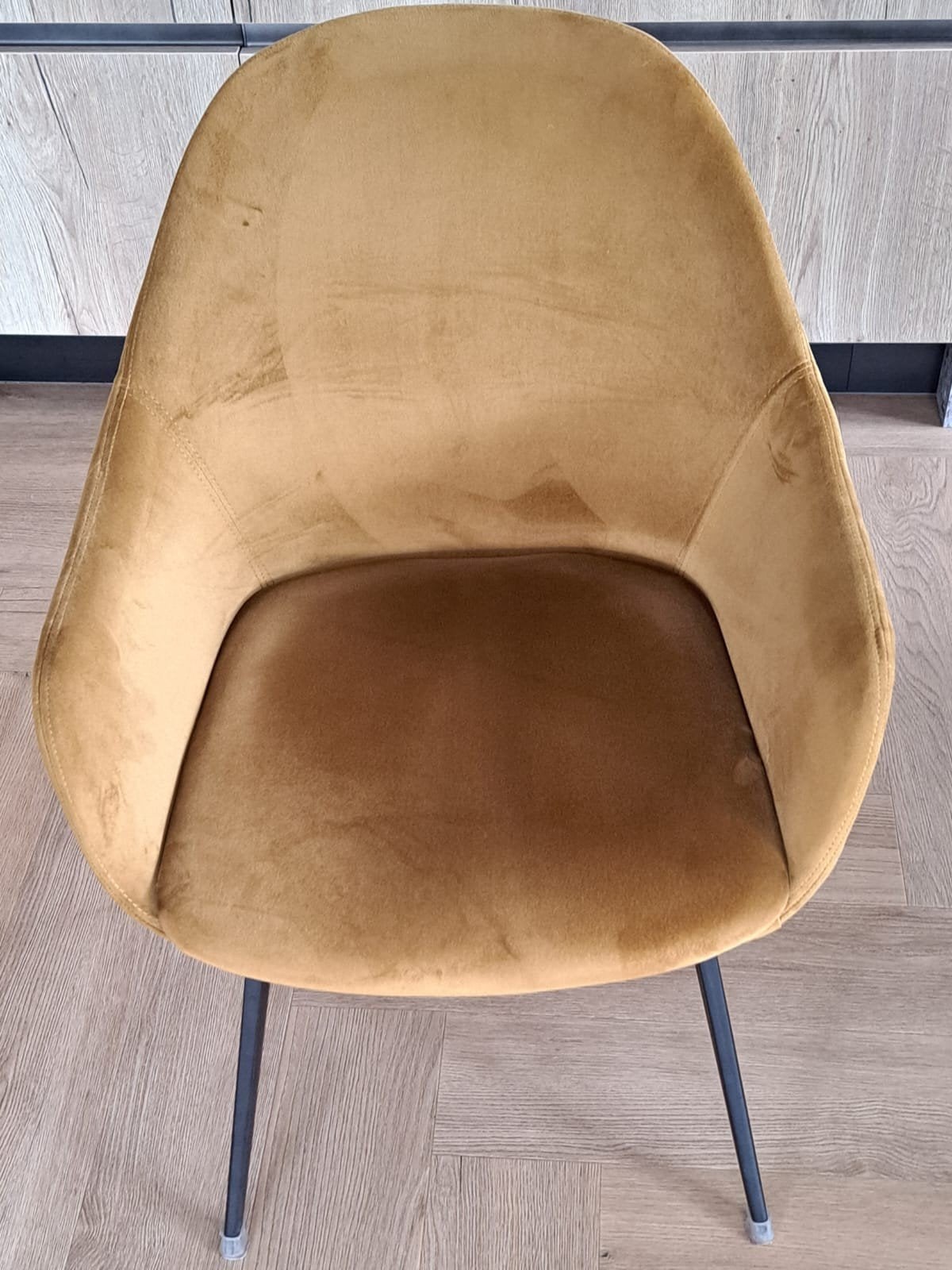 4 Eetkamerstoelen Vorst van Goossens - Velvet Gold, Ophalen, Overige kleuren, Zo goed als nieuw, Stof