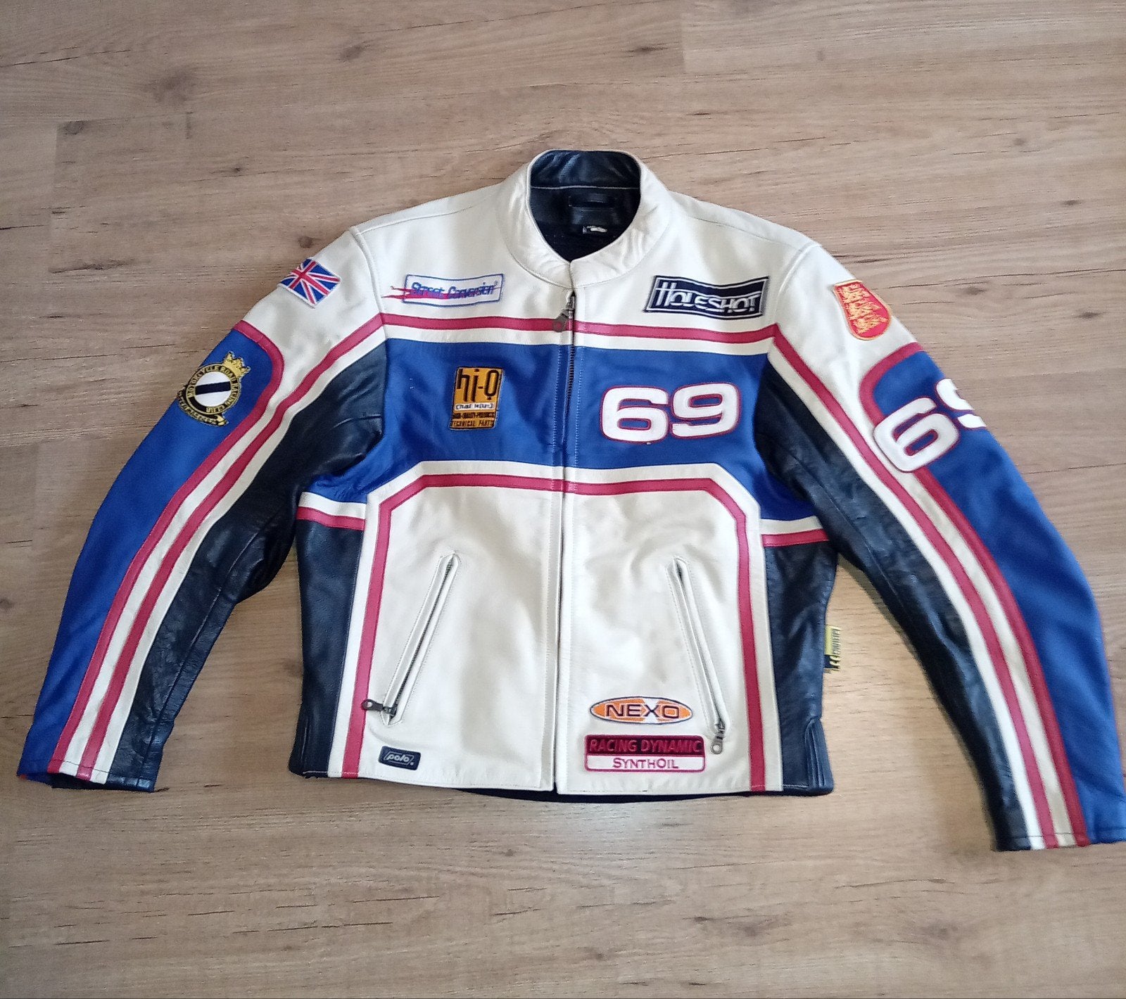Vintage Leren Motorjas Maat L - Uniek Design, Motoren, Ophalen, Jas | leer, Tweedehands, Heren