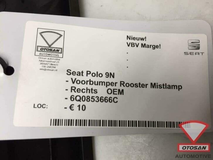 vw polo 9n voorbumper rooster rechts nieuw! 6q0853666c, Volkswagen, Volkswagen AG, Rechts, Nieuw