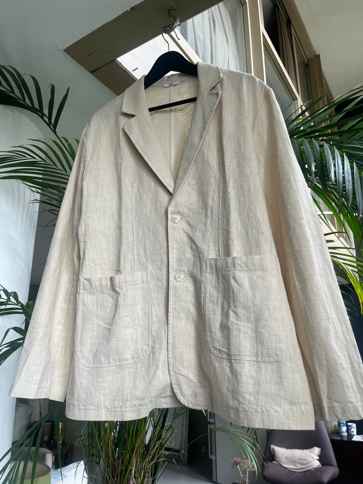 Linnen zomercolbert, Ophalen of Verzenden, Zo goed als nieuw, Maat 56/58 (XL), Blauw