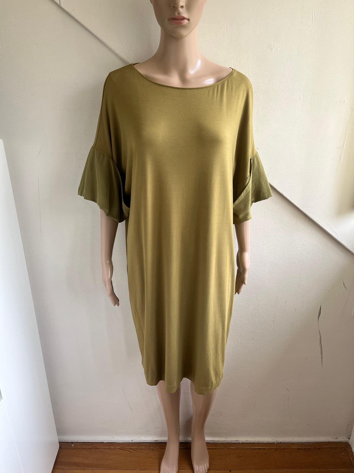 COS tshirtjurk maat L mosterdgroen khaki tuniek, Maat 42/44 (L), Ophalen of Verzenden, Zo goed als nieuw, Boven de knie