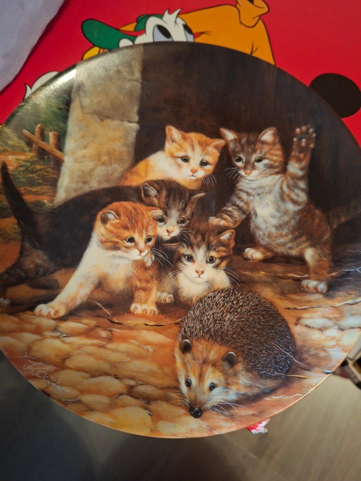 Leuk bordje met poesjes, Ophalen
