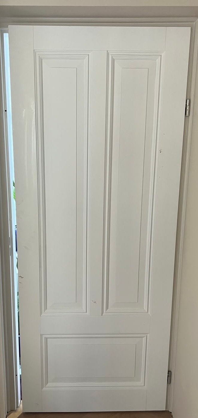 Paneeldeur massief hout wit gelakt 83x206 cm, Ophalen, Gebruikt, 80 tot 100 cm, Binnendeur