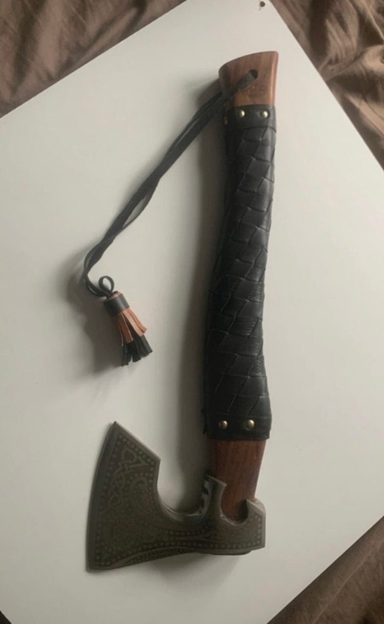Decoratieve Viking Bijl met Leren Handvat, Ophalen of Verzenden