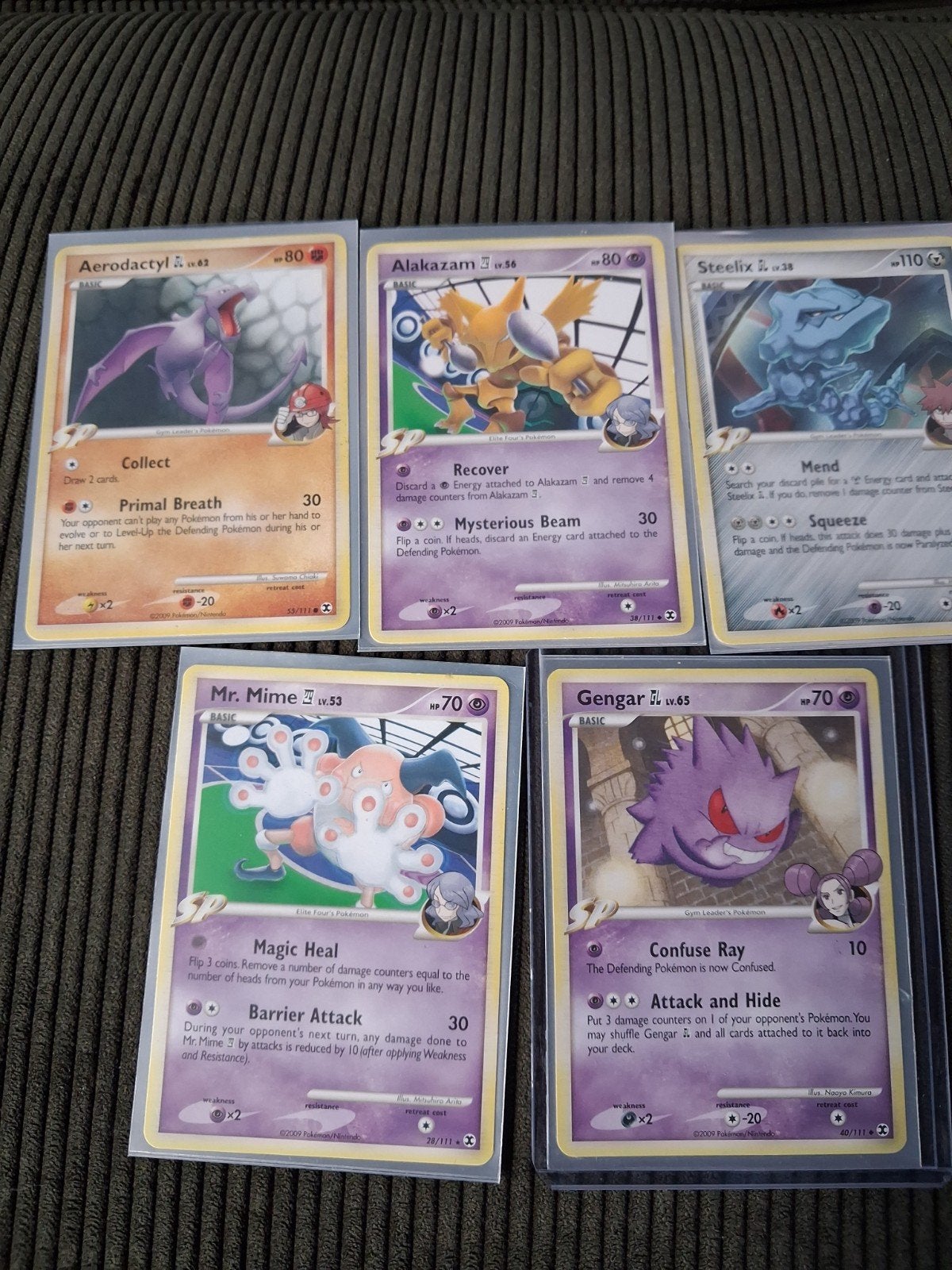 Pokémon Kaarten Gengar, Steelix, Alakazam, Aerodactyl,, Ophalen, Gebruikt, Meerdere kaarten