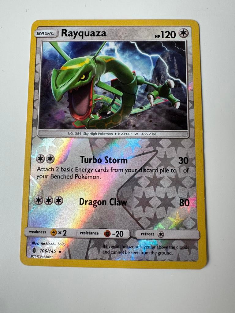 Rayquaza 106/145 Guardians Rising Pokémon Kaart, Ophalen of Verzenden, Zo goed als nieuw, Losse kaart, Foil