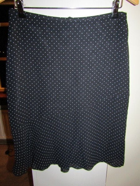 D1966 BANDOLERA mt 36 rok zwart wit polkadots chiffon, Verzenden, Zwart, Zo goed als nieuw, Knielengte