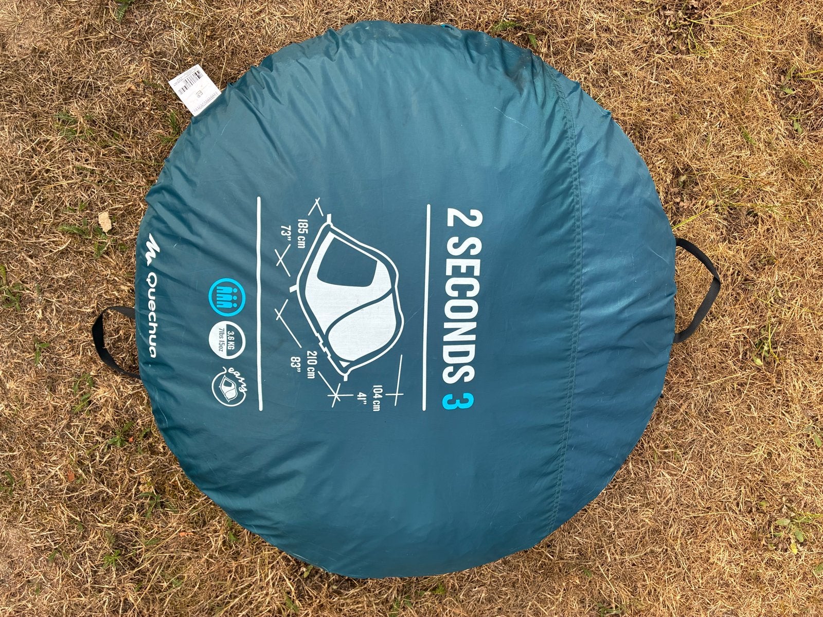 Quechua 2 Seconds 3 persoons tent - Snel op te zetten, Caravans en Kamperen, Tenten, Ophalen of Verzenden, Gebruikt, Tot en met 3