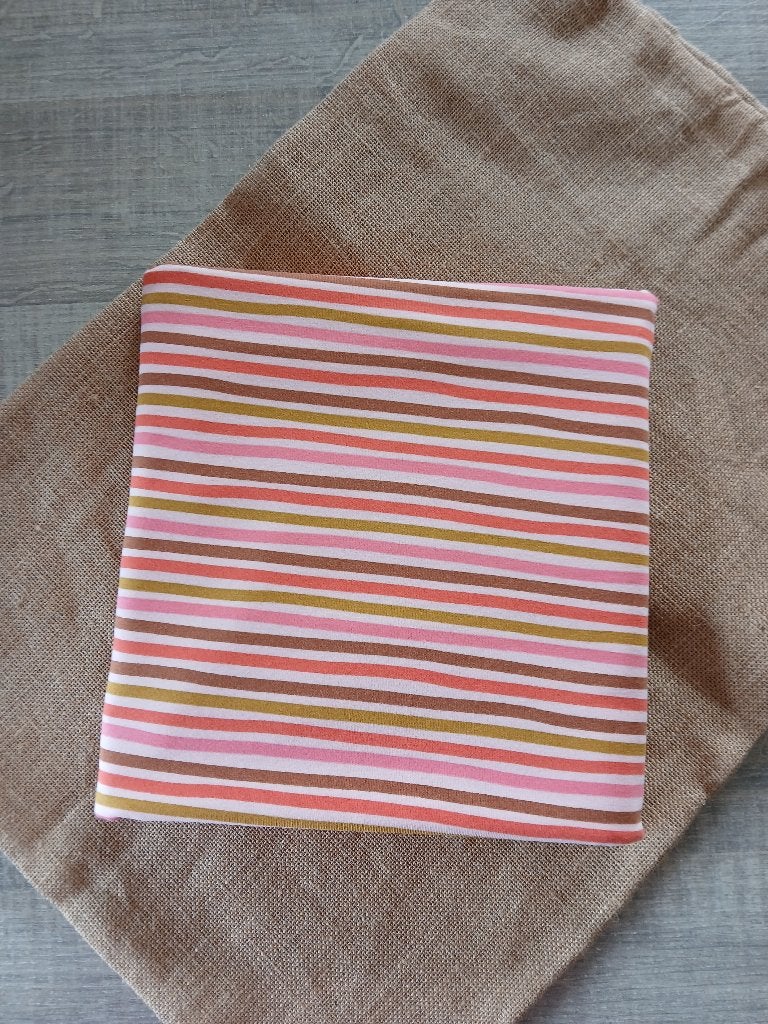 COUPON : jersey strepen, lichtroos, Meerkleurig, 120 cm of meer, Nieuw, Ophalen of Verzenden