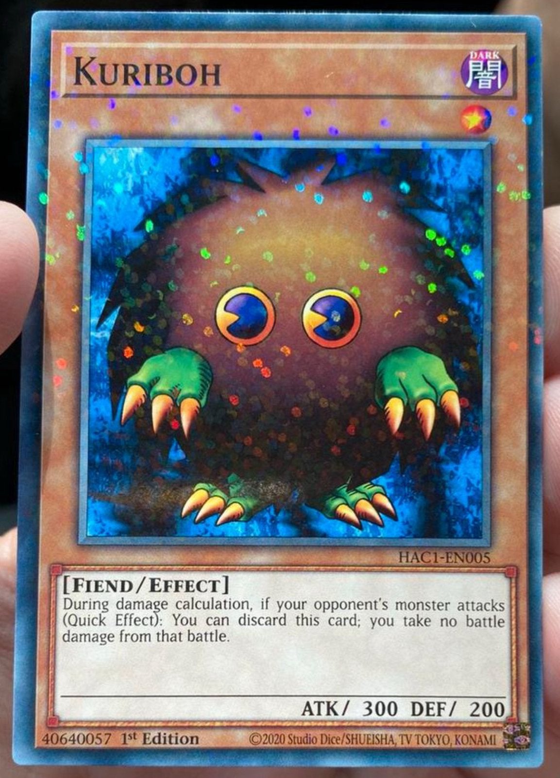 Yu-Gi-Oh! Kuriboh HAC1 1st Ed Parallel Rare !, Hobby en Vrije tijd, Verzamelkaartspellen | Yu-gi-Oh!, Ophalen of Verzenden, Zo goed als nieuw