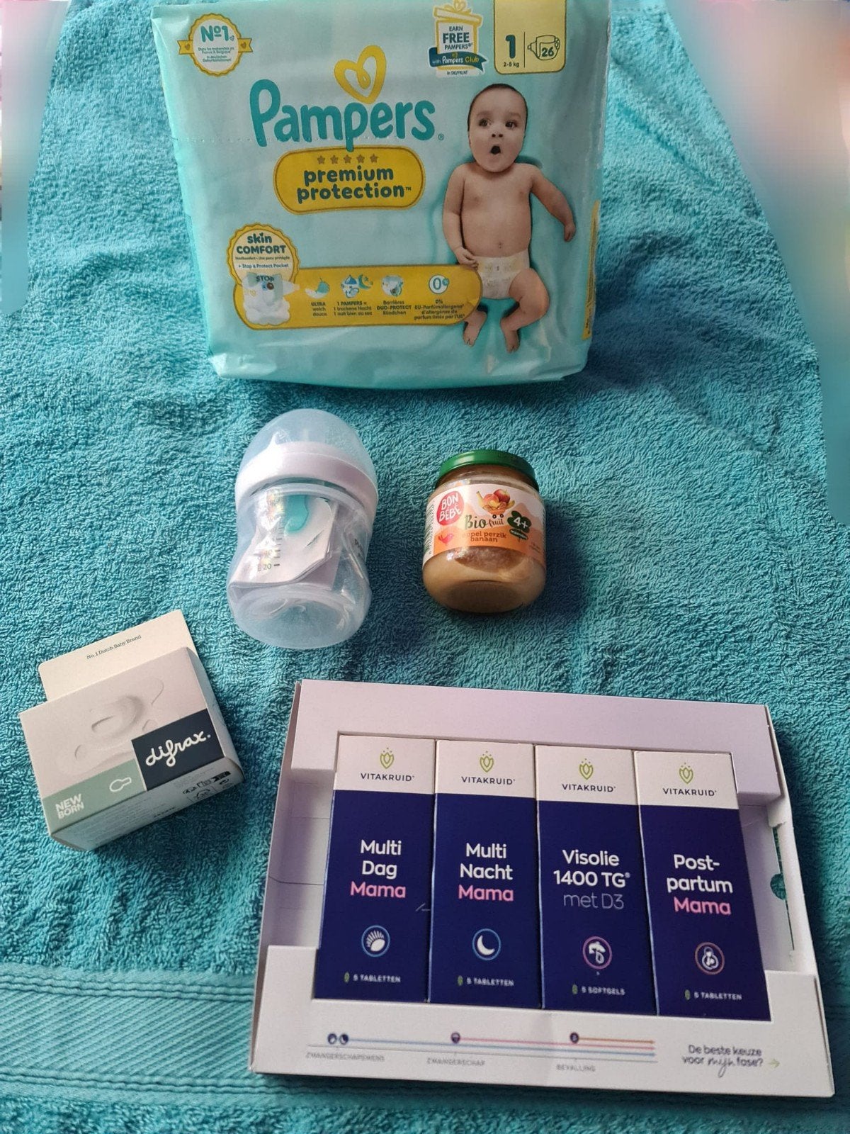 Compleet NieuwBaby Startpakket: Luiers, Voeding, Fles, Speen, Ophalen of Verzenden, Nieuw, Babyfles, Difrax