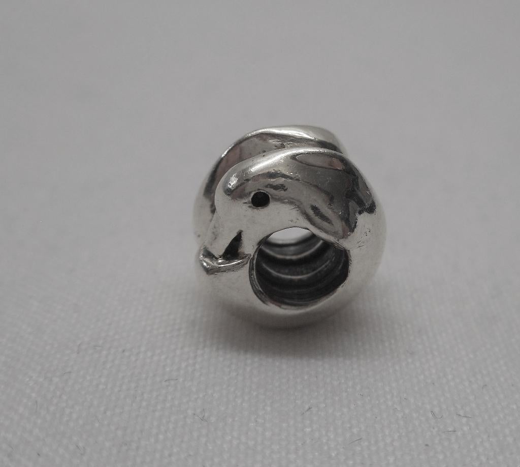 Zilveren bedel dolfijnen nr.1512, Sieraden, Tassen en Uiterlijk, Bedels, Overige merken, Verzenden, Zo goed als nieuw, 1 bedel
