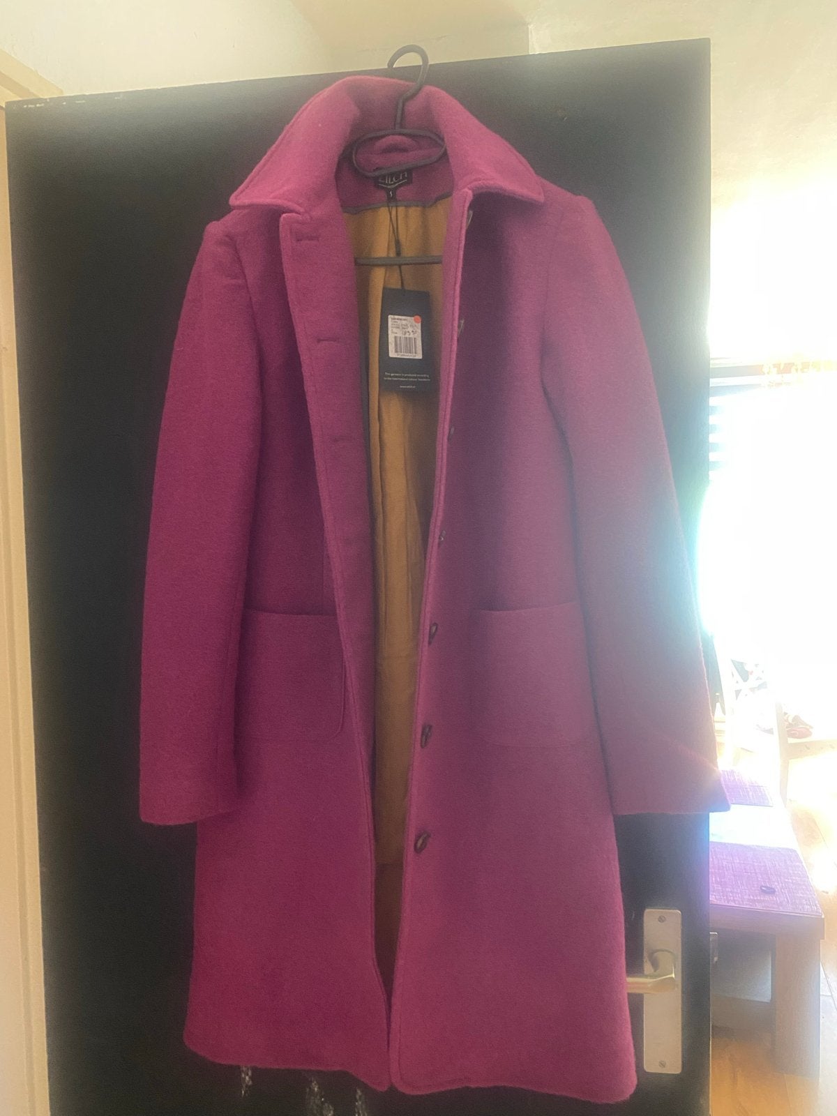 Stijlvolle Fuchsia Wollen Jas - Nieuw met label, Kleding | Dames, Jassen | Winter, Ophalen, Nieuw, Maat 36 (S), Roze