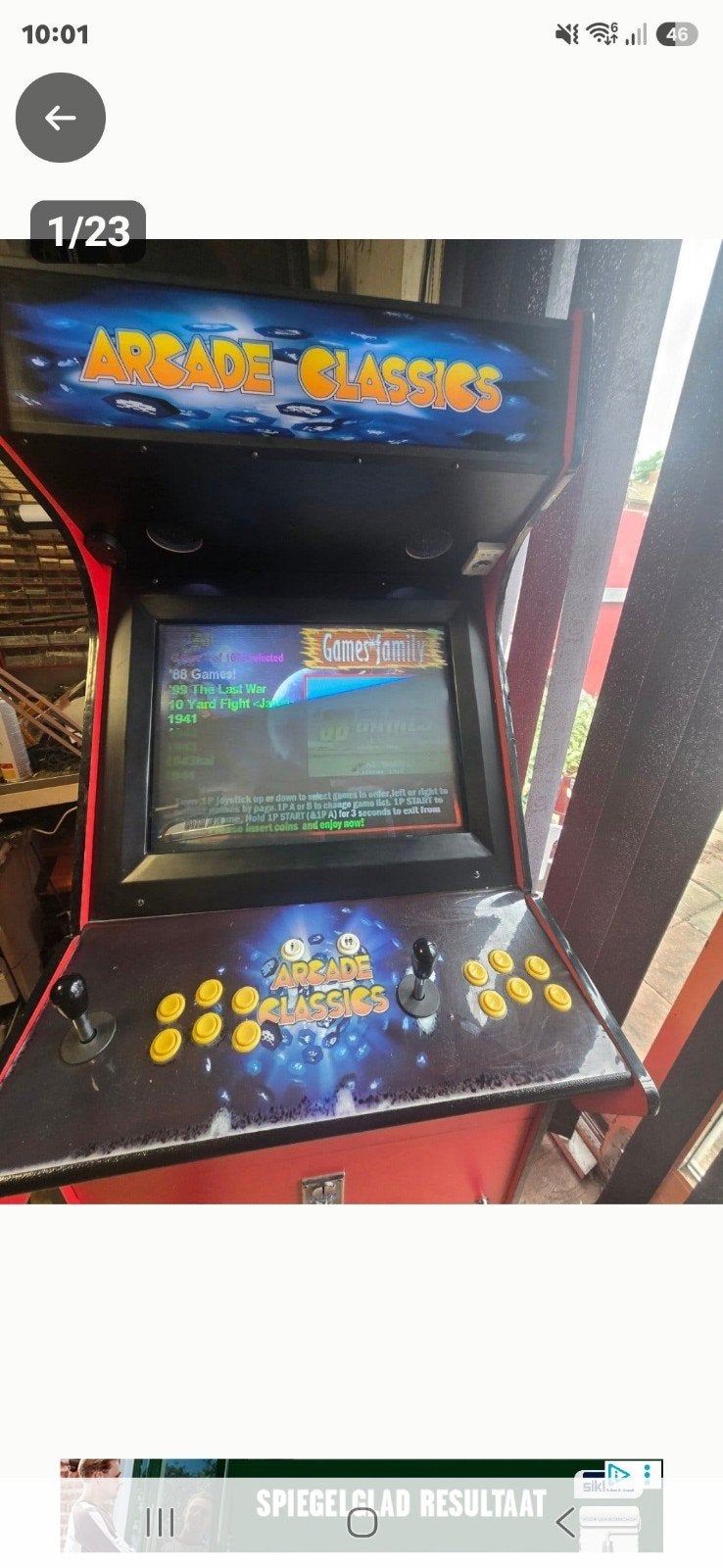 Arcade Classics speelkast 300 euro, Ophalen