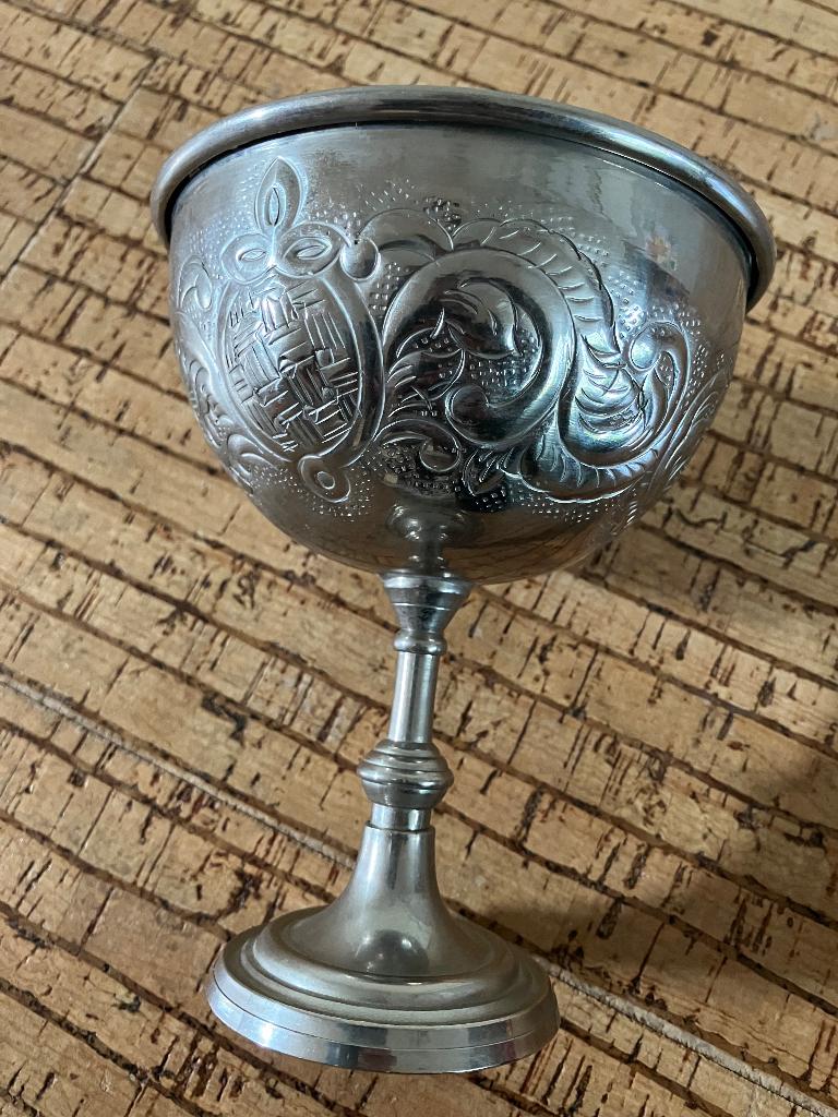 Vintage verzilverde kelk of wijnbeker, Antiek en Kunst, Antiek | Goud en Zilver, Ophalen of Verzenden