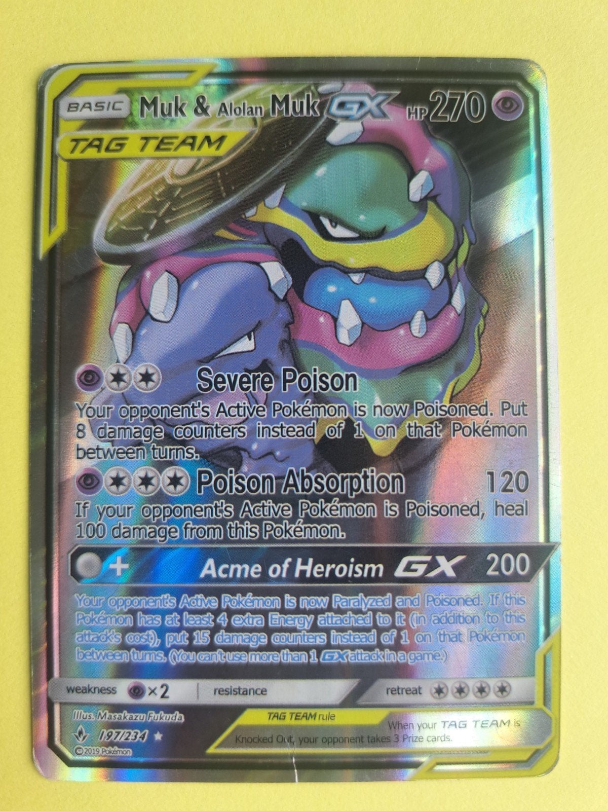Muk & Alolan Muk GX - Pokémon Kaart (197/234), Ophalen of Verzenden, Gebruikt, Losse kaart