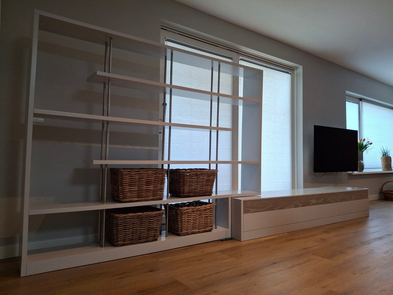 Moderne TV-meubel en Boekenkast Set, Ophalen, Met plank(en), Gebruikt, 300 cm of meer