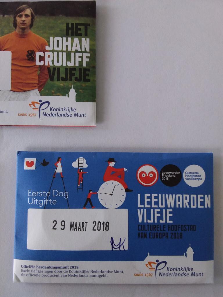 Leeuwarden Vijfje Eerste Dag Uitgifte 29 Maart 2018, Postzegels en Munten, Munten | Nederland, Ophalen of Verzenden