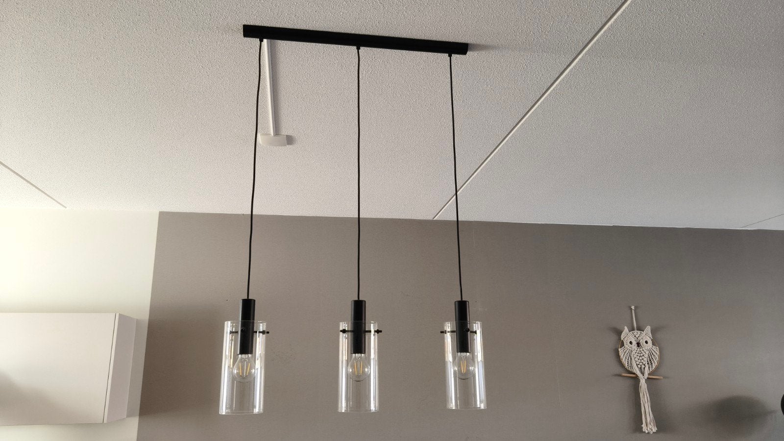 Eettafel lamp, Huis en Inrichting, Ophalen, Gebruikt, Glas, Minder dan 50 cm
