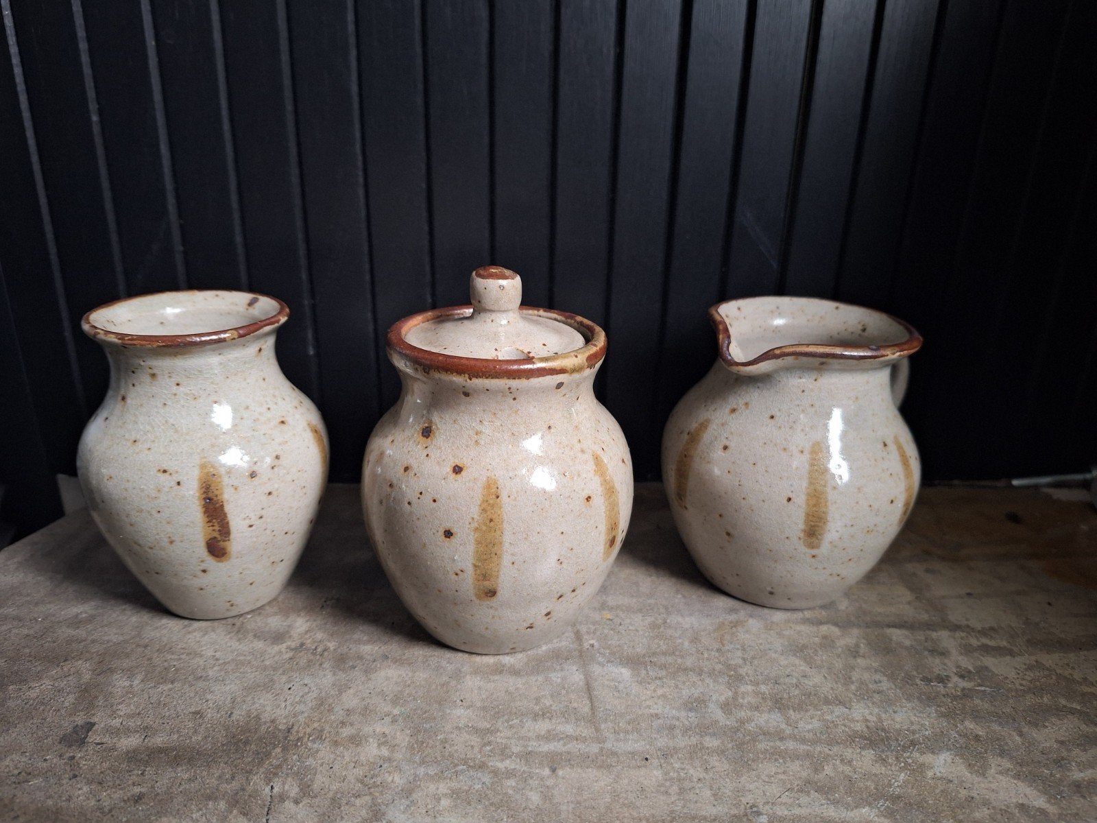 Vintage Aardewerk Koffie/Theeserviesje - 4 Delig, Ophalen of Verzenden
