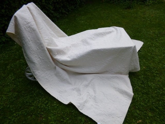 prachtig doorgestikt heel lichtgeel sprei 250x 250 cm 2pers, Wit, Tweepersoons, Ophalen of Verzenden, Deken of Dekbed