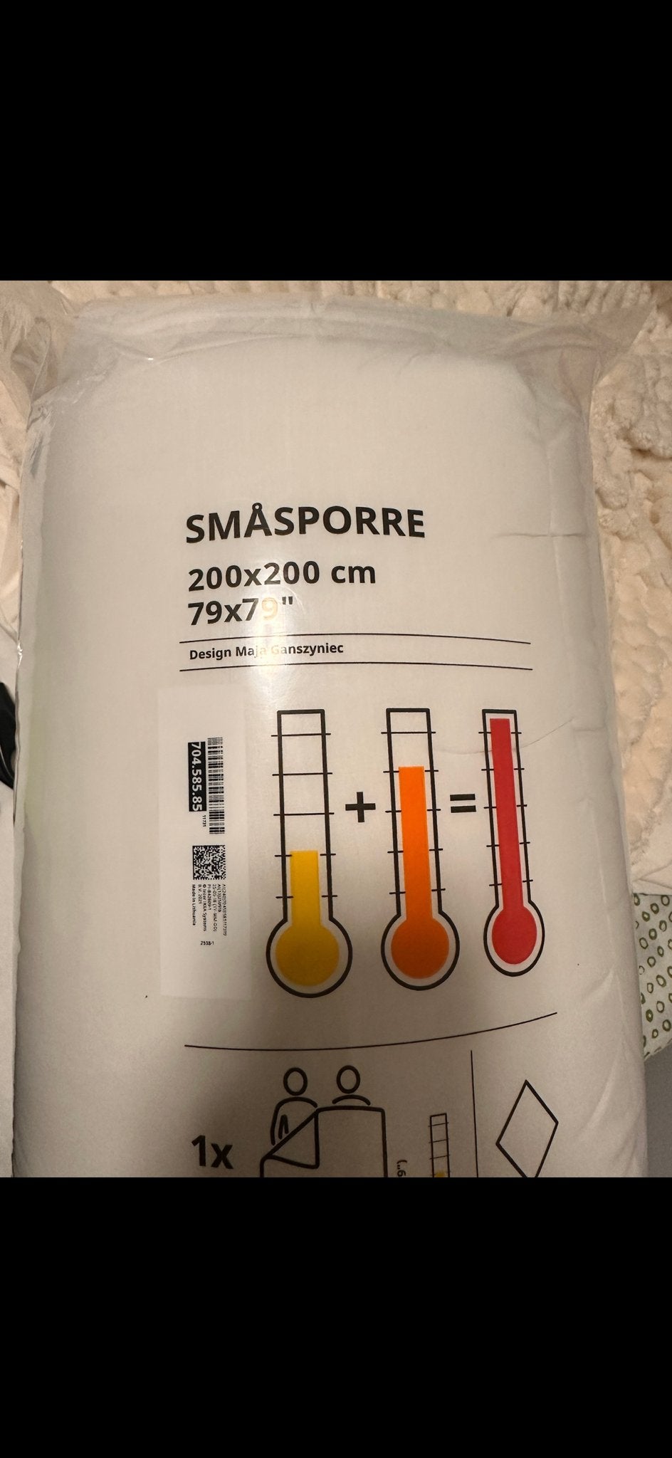 IKEA SMÅSPORRE Deken 200x200 cm, Wit, Ophalen of Verzenden, Deken of Dekbed, Nieuw