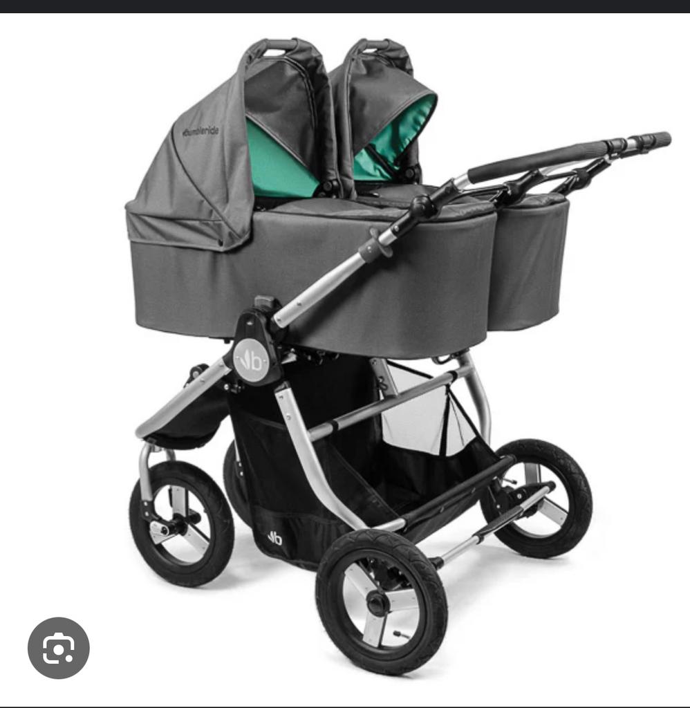 Bumbleride Indie Twin Duowagen - Grijs/Mintgroen, Gebruikt, Duowagen, Combiwagen, Ophalen