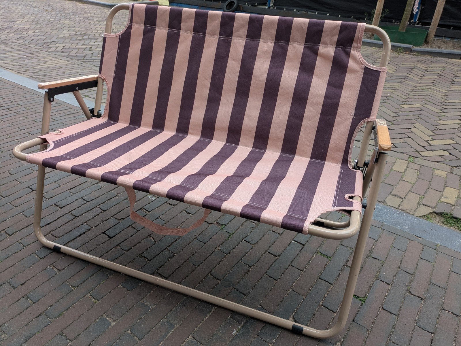 Hema opvouwbare strandbank/tuinbank - gestreept, Tuin en Terras, Ophalen, Gebruikt, Metaal
