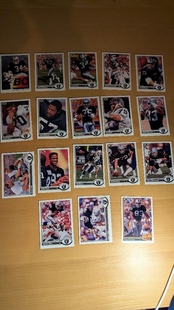 Vintage Trading Cards NFL Raiders 1991, Ophalen of Verzenden, Gebruikt, Buitenlandse clubs, Poster, Plaatje of Sticker