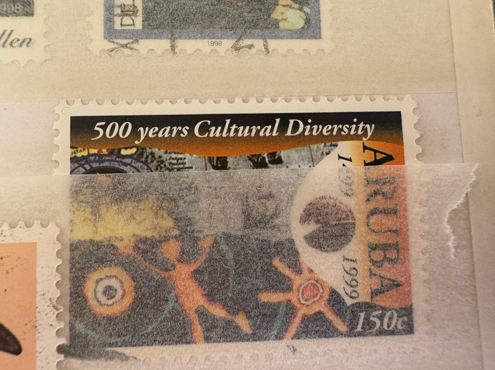 Aruba postzegel 1999 - 500 jaar Culturele Diversiteit, Verzamelen, Ophalen of Verzenden, 1980 tot heden, Ongelopen, Buiten Europa