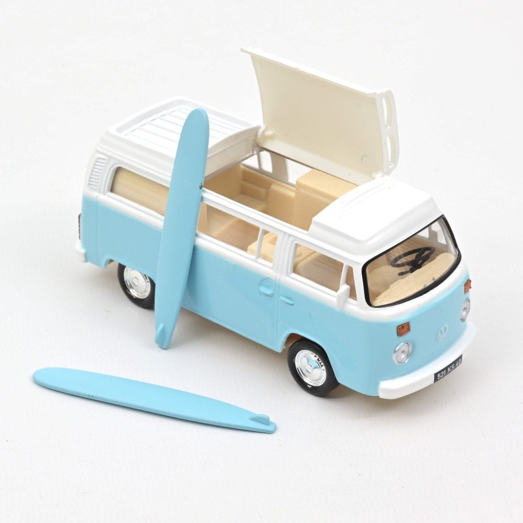 Norev 1:43 Volkswagen Combi T2b Camper Van 1973 Light Blue, -, Norev, Ophalen of Verzenden, -