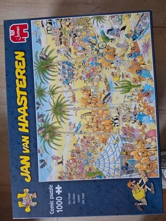 Jan van Haasteren puzzel 1000 stukjes - De Oase, Ophalen of Verzenden, 500 t/m 1500 stukjes, Zo goed als nieuw, Legpuzzel