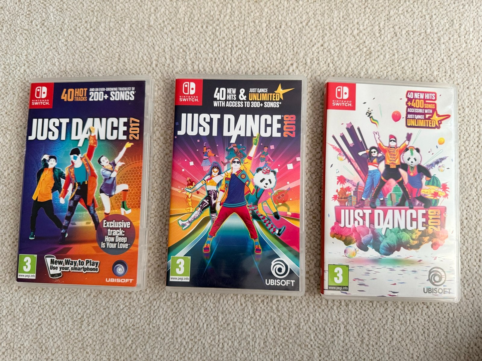 Just Dance 2017, 2018, 2019 voor Nintendo Switch, Spelcomputers en Games, Games | Nintendo Switch, Zo goed als nieuw, Muziek, 3 spelers of meer