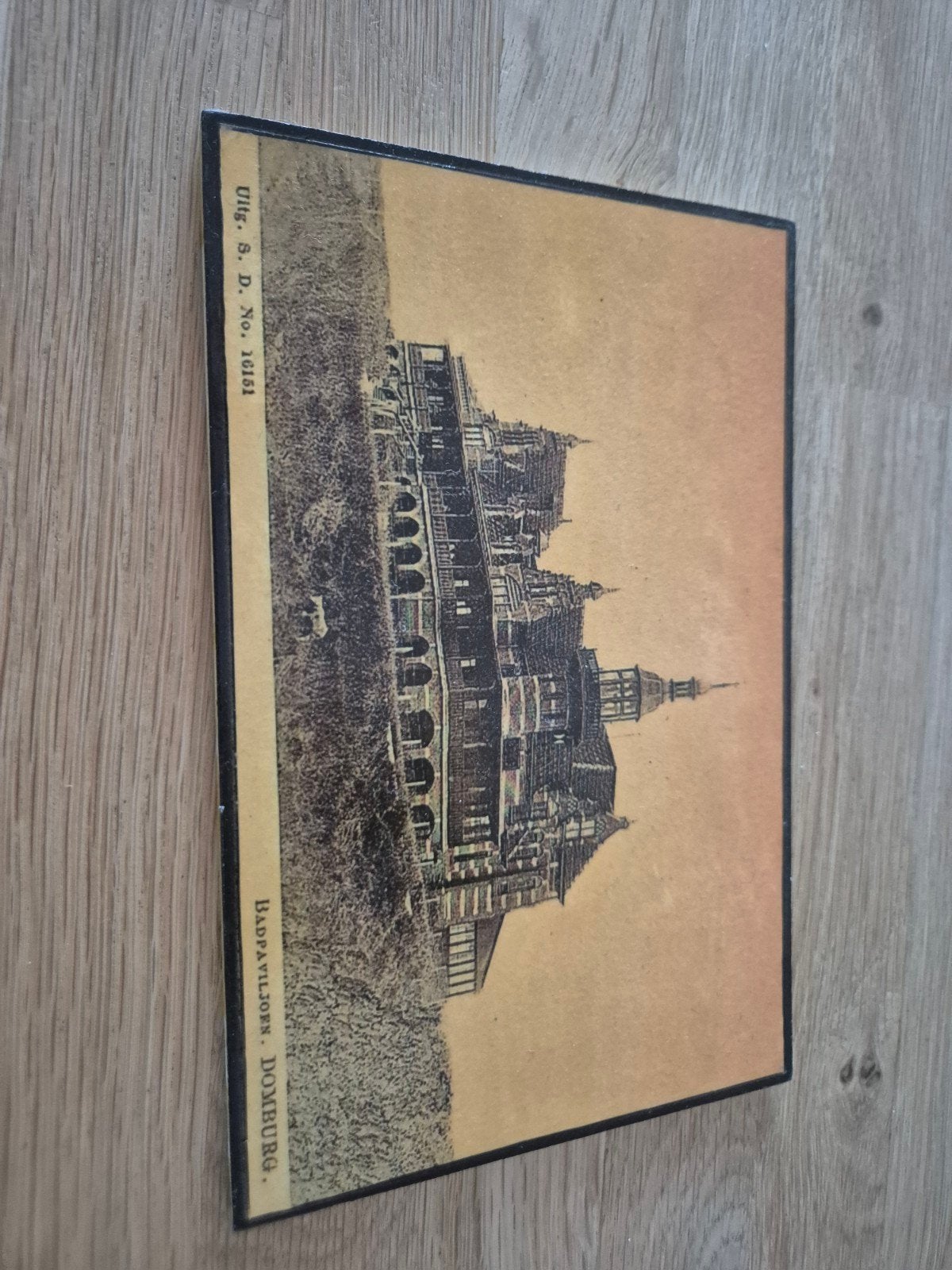 Prent op houten plaatje - Badpaviljoen Domburg (18,5x12cm), Verzamelen, Ophalen of Verzenden