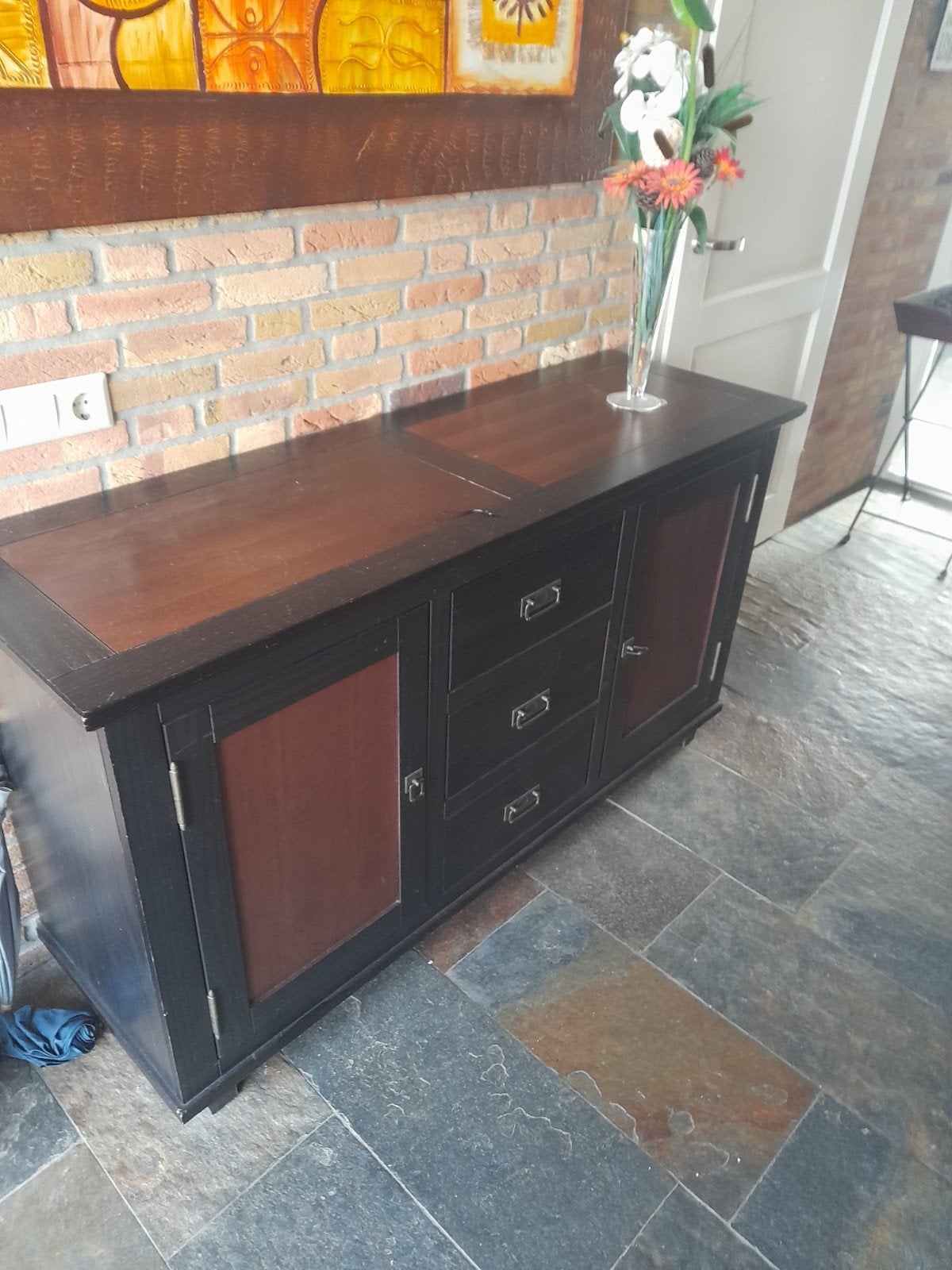 Stijlvol dressoir met lades en deuren, Gebruikt, 150 tot 200 cm, 25 tot 50 cm, Overige houtsoorten