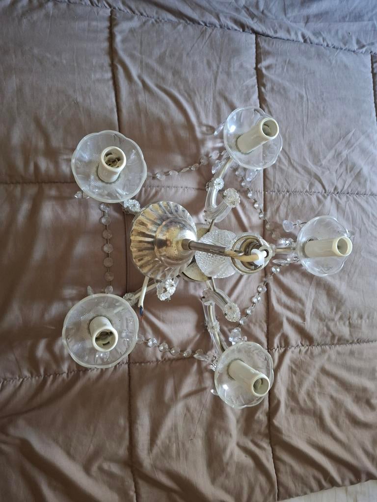 Elegante Kroonluchter met Glazen Details, Huis en Inrichting, Lampen | Kroonluchters, Ophalen, Gebruikt, Glas, Klassiek, Elegant