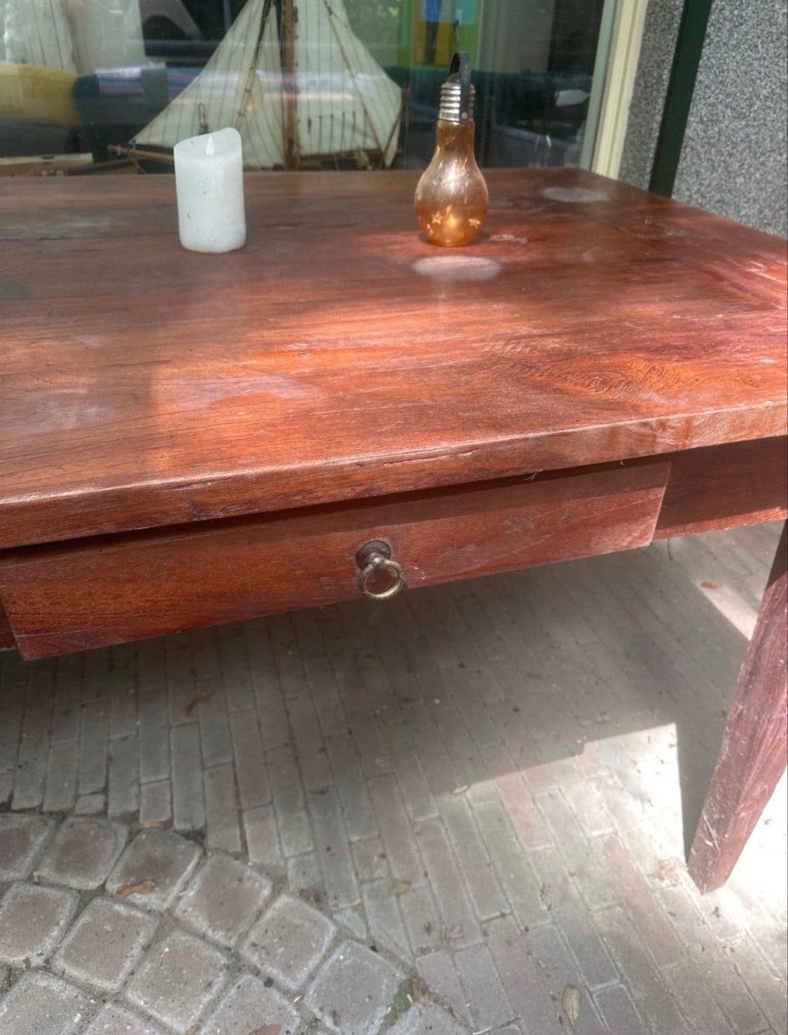 Massieve houten eettafel met lades, Antiek en Kunst, Antiek | Meubels | Tafels, Ophalen of Verzenden