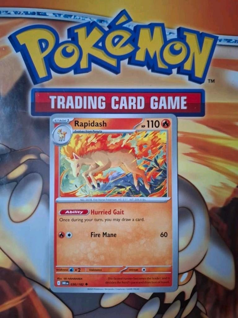 Rapidash 030/182 Destined Rivals pokemon kaart nm-mint, Ophalen of Verzenden, Zo goed als nieuw, Losse kaart